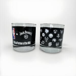 Jack Daniels NBA Old No 7 Official Partner Whiskey Glasses Set Of 2 Barware‎